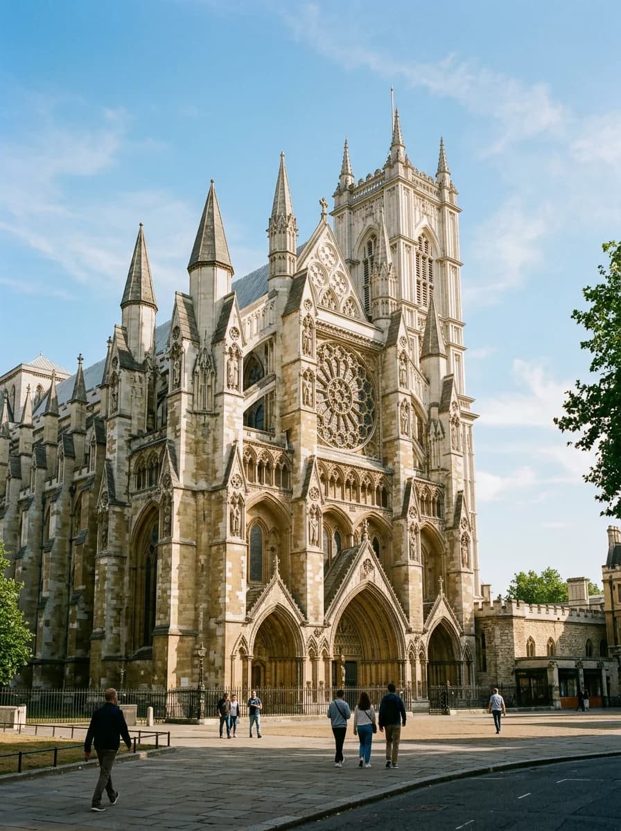 La fachada gótica de la Abadía de Westminster
