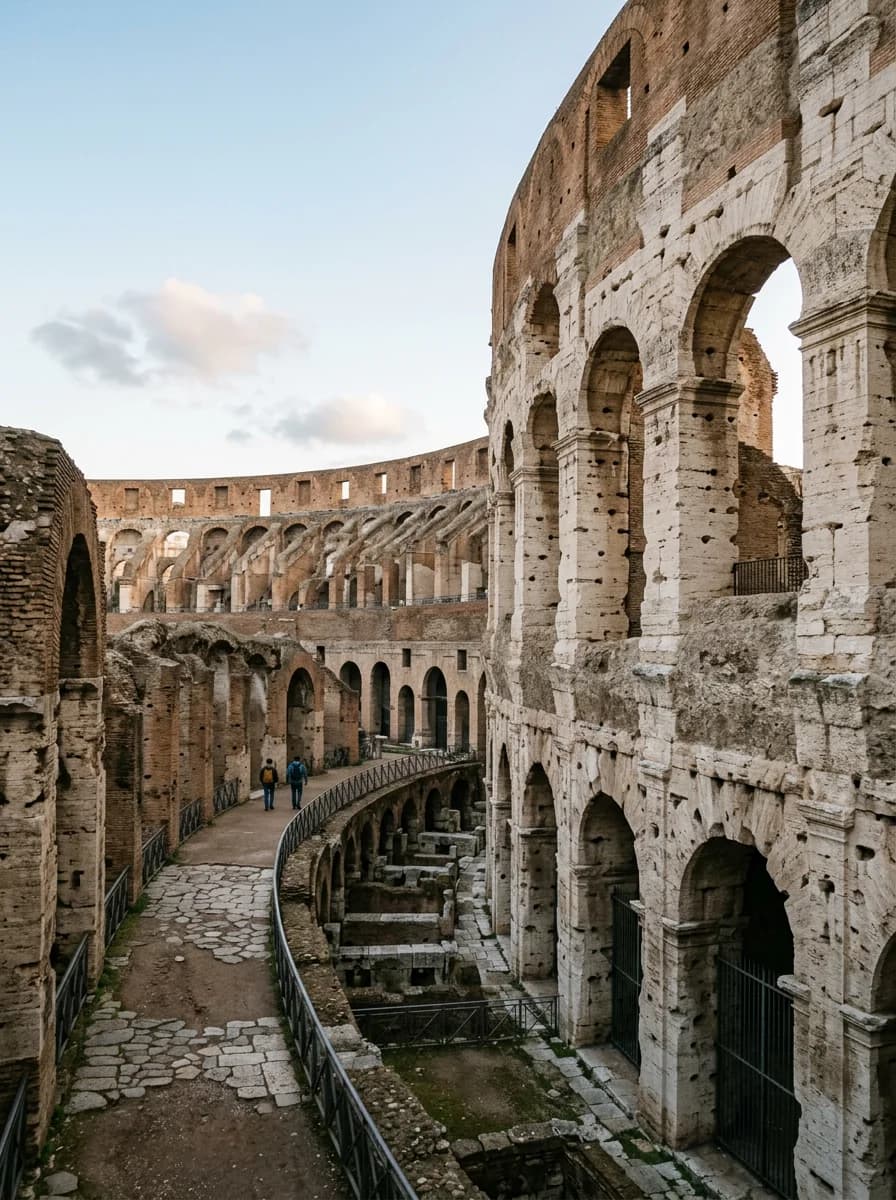 Arcos del Coliseo a primera hora de la mañana