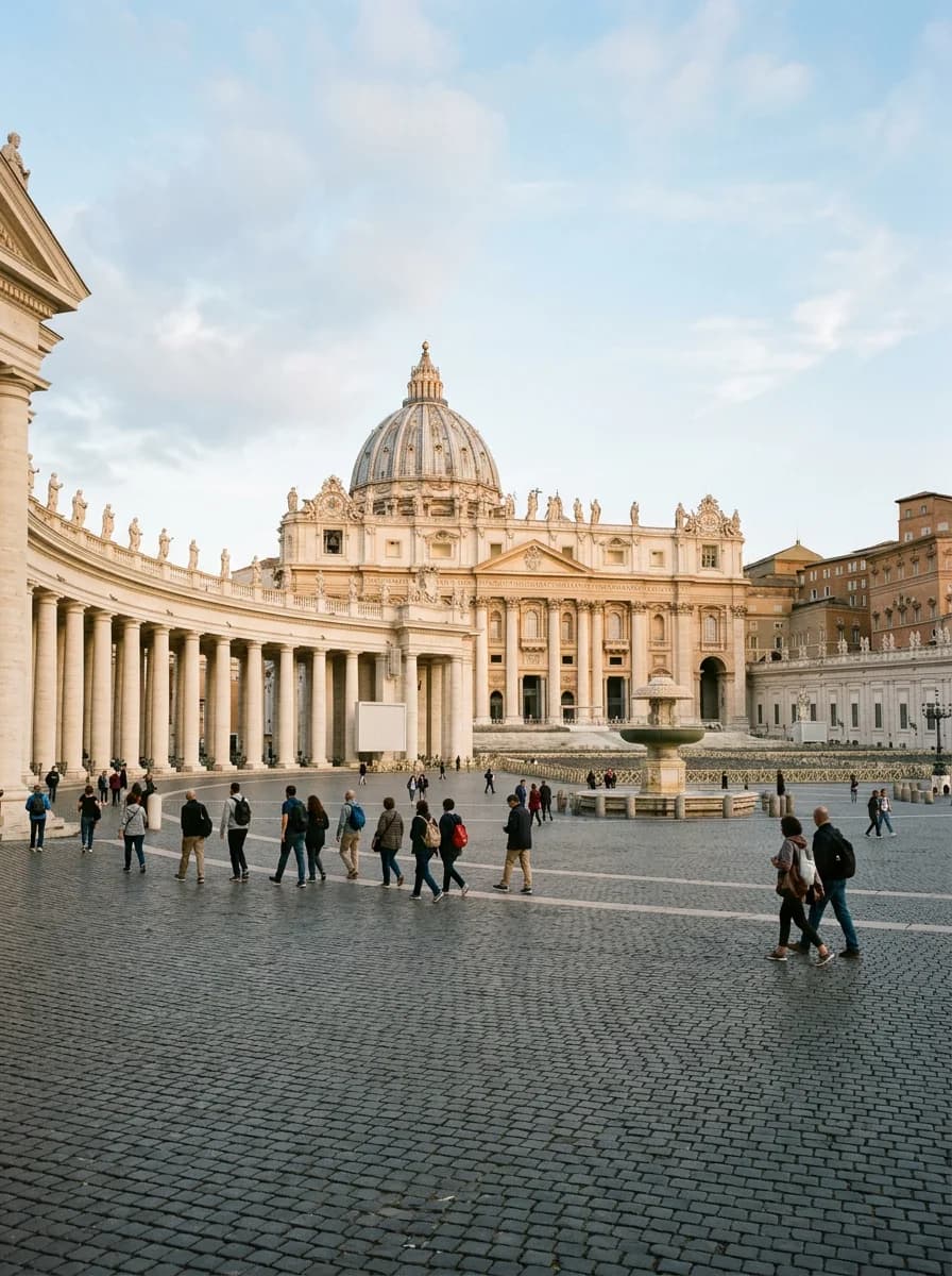 Plaza de San Pedro y la basílica en el Vaticano